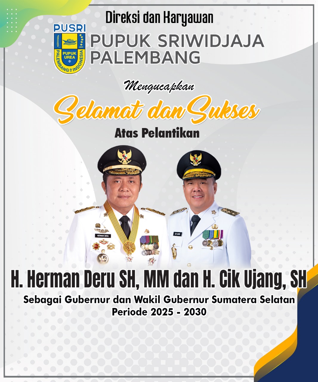 PT Pusri Palembang Mengucapkan Selamat atas Pelant