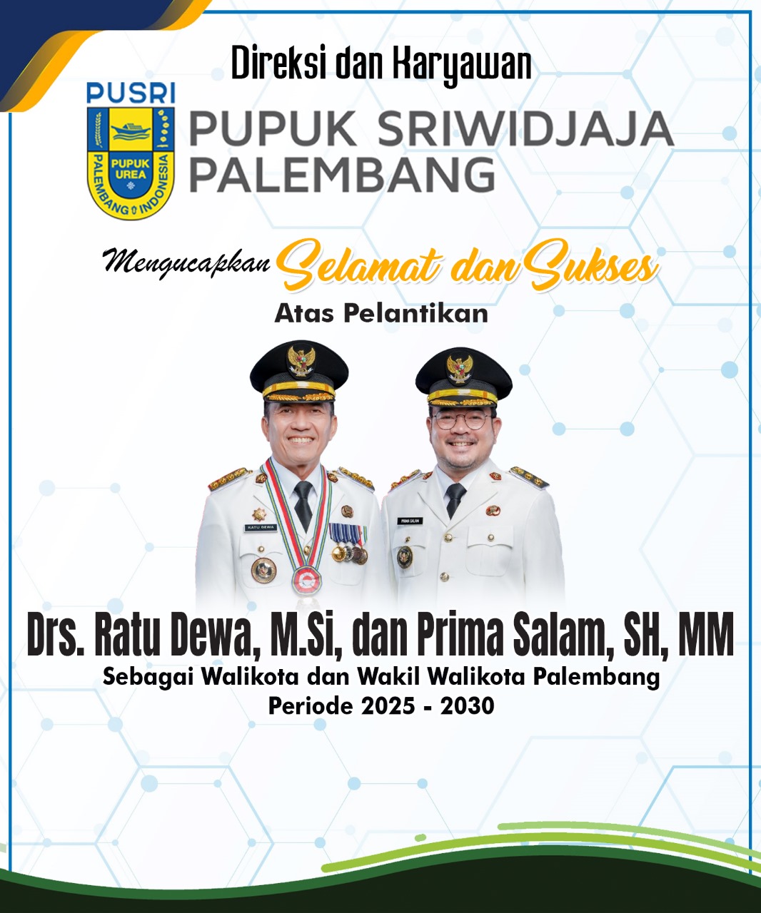 PT Pusri Palembang Mengucapkan Selamat atas Pelant