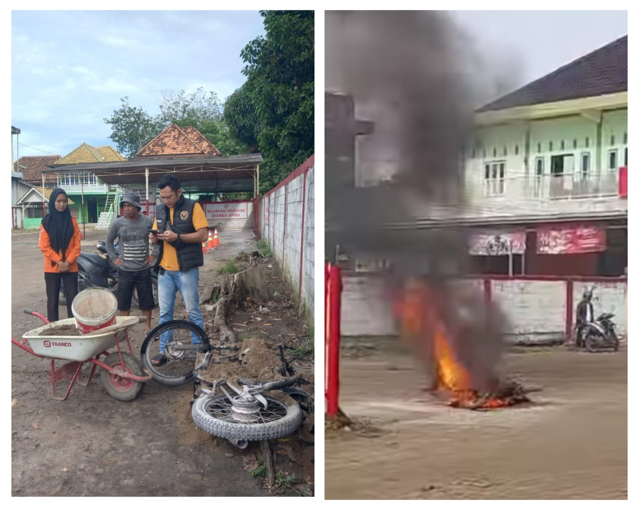 Sedang Engkol Motor, 1 Unit Sepeda Motor Ludes Terbakar di SPBU Tanjung Batu Ogan Ilir