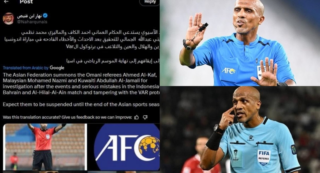 Wasit yang Pimpin Laga Indonesia vs Bahrain di Panggil AFC, Dihukum Setimpal dengan Keputusan! Nyesal Nggak?