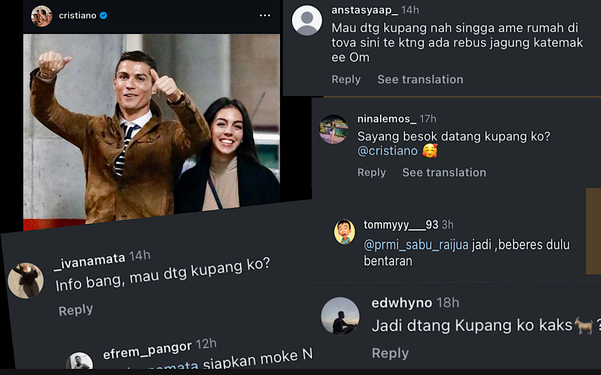 Netizen NTT Serbu Akun Ronaldo, Tanya Bang Jadikah Datang ke Kupang? Mau Beres-Beres Rumah Dijamu Jagung Bose 