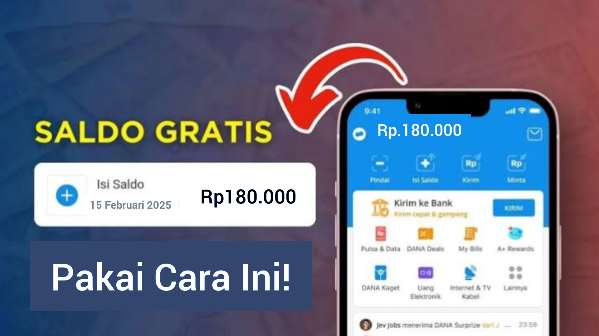 Cara Praktis Terbaru Gaes! Raih Saldo Gratis Rp180.000 Lewat Fitur DANA Kaget, Langsung Klaim!