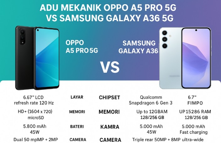 Adu Mekanik Oppo A5 Pro 5G vs Samsung Galaxy A36 5G, Siapa Jawaranya di Kelas Mid-Range?