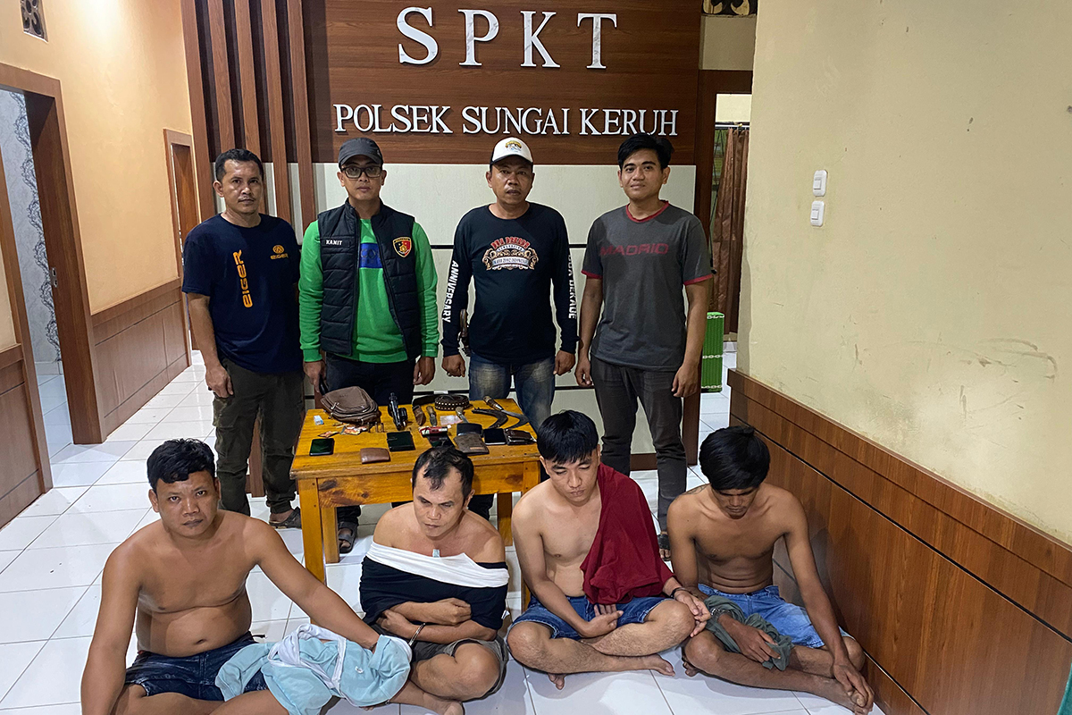 Polsek Sungai Keruh Polres Muba Amankan 5 Pelaku Kegiatan KRYD, Ini Barang Bukti yang Diamankan