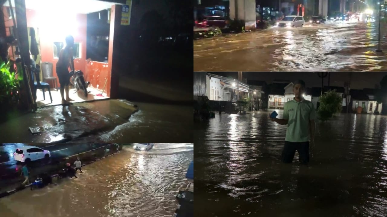 Hujan Deras Mengguyur Palembang, Banjir Capai Lutut Orang Dewasa, Warga Ngungsi Sahur di Masjid?