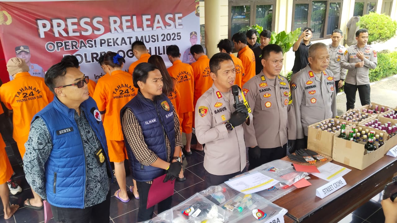 42 Kasus Berhasil Diungkap Polres Ogan Ilir dalam Operasi Pekat Musi 2025 yang Digelar Selama 2 Pekan