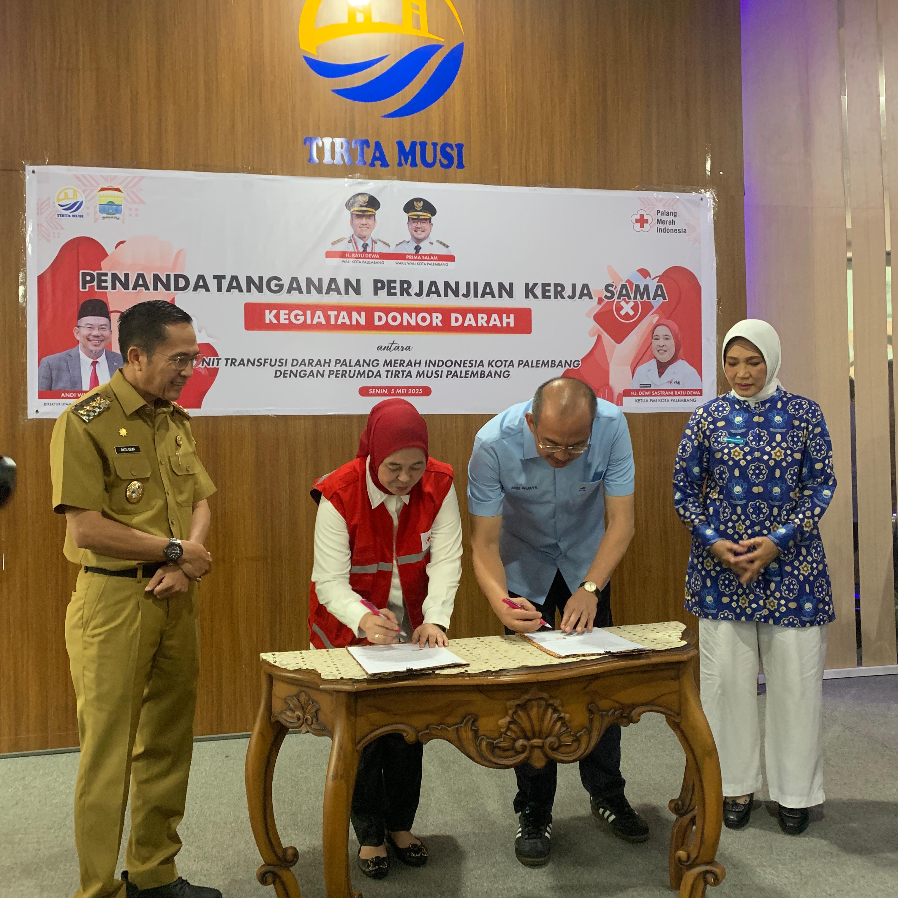Gandeng Perumda Tirta Musi, PMI Dorong Gerakan Donor Darah Massal di Palembang