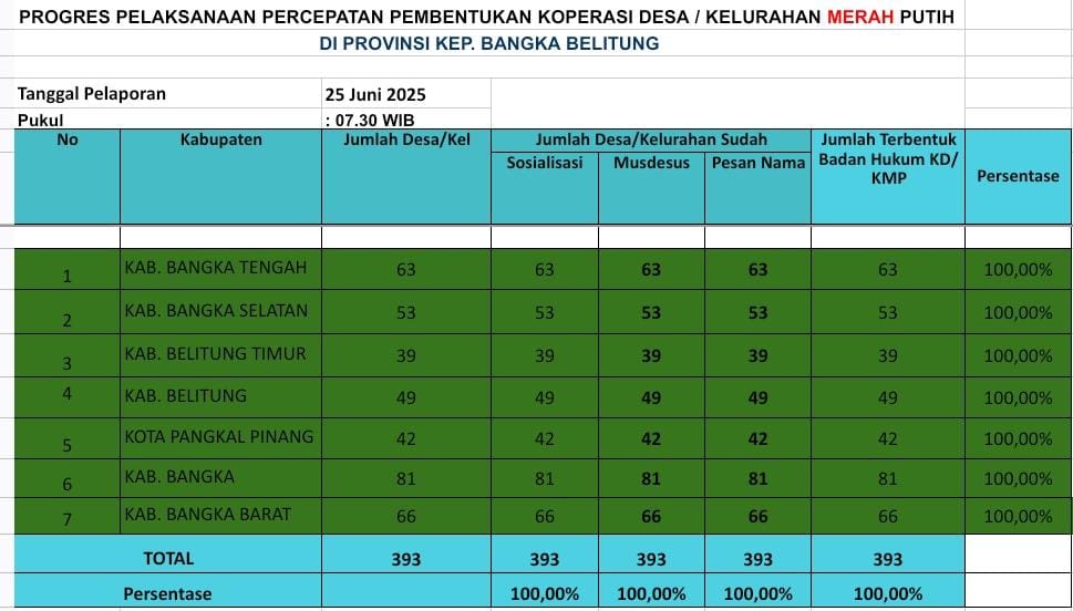 Bangka Belitung Raih Prestasi Tercepat Kedua dalam Pendirian Badan Hukum Koperasi Desa/Kelurahan Merah Putih