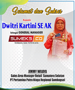 Sales Area Manager Retail Sumsel PT Pertamina Patra Niaga Mengucapkan Selamat dan Sukses Kepada Dwitri Kartini