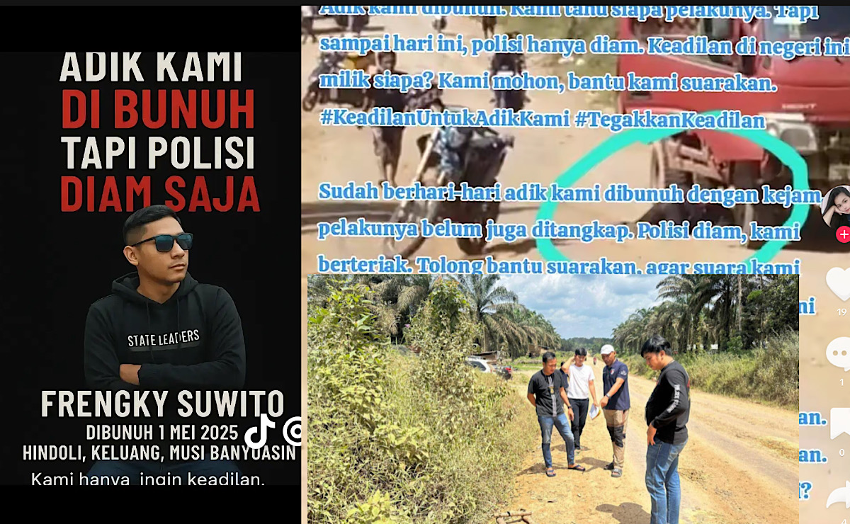 Viral Tuntutan Pembunuh Frengky Suwito di Jalan PT Hindoli Keluang Muba Segera Ditangkap