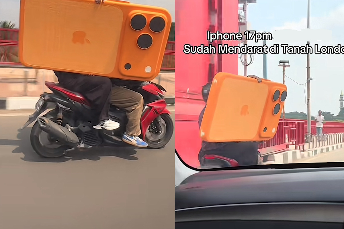 Viral, Pria Bawa iPhone 17 Raksasa Melintas di Jembatan Ampera, Buat Apa Sih? 