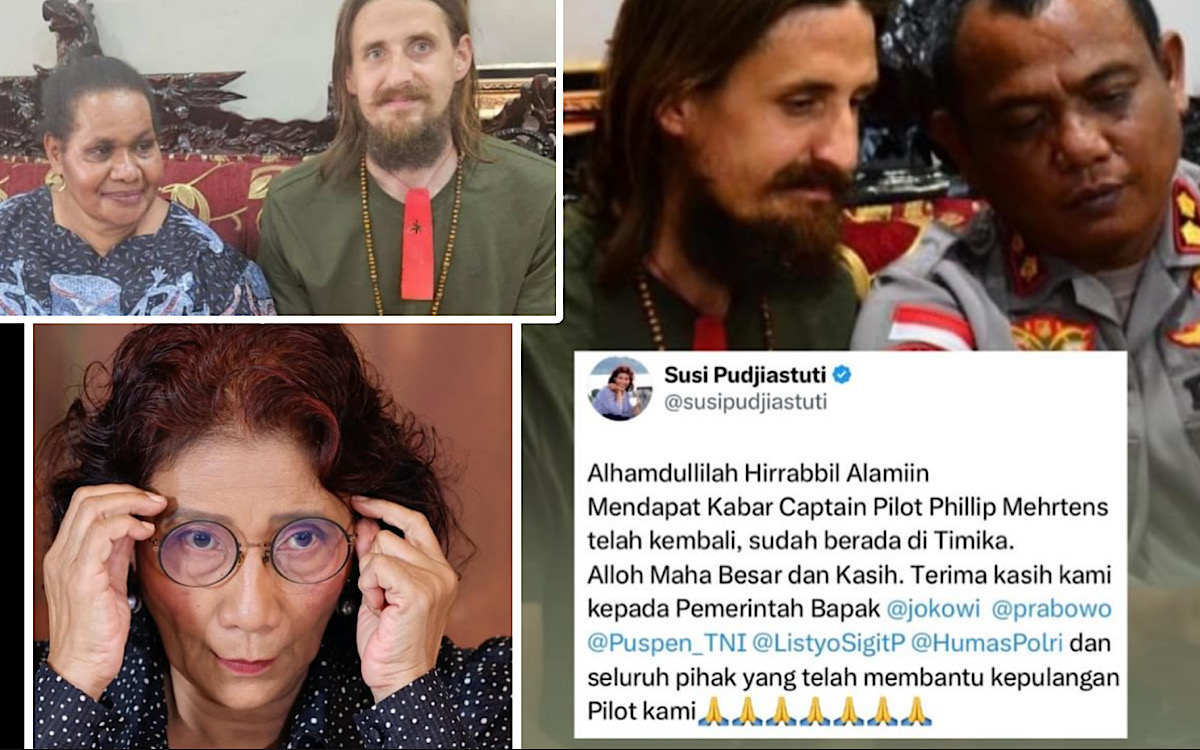 Susi Pudjiastuti Ucap Terima Kasih Pilotnya Bebas,  1 Tahun Lebih Disandera KKB Philip Marthens Tampak Sehat  