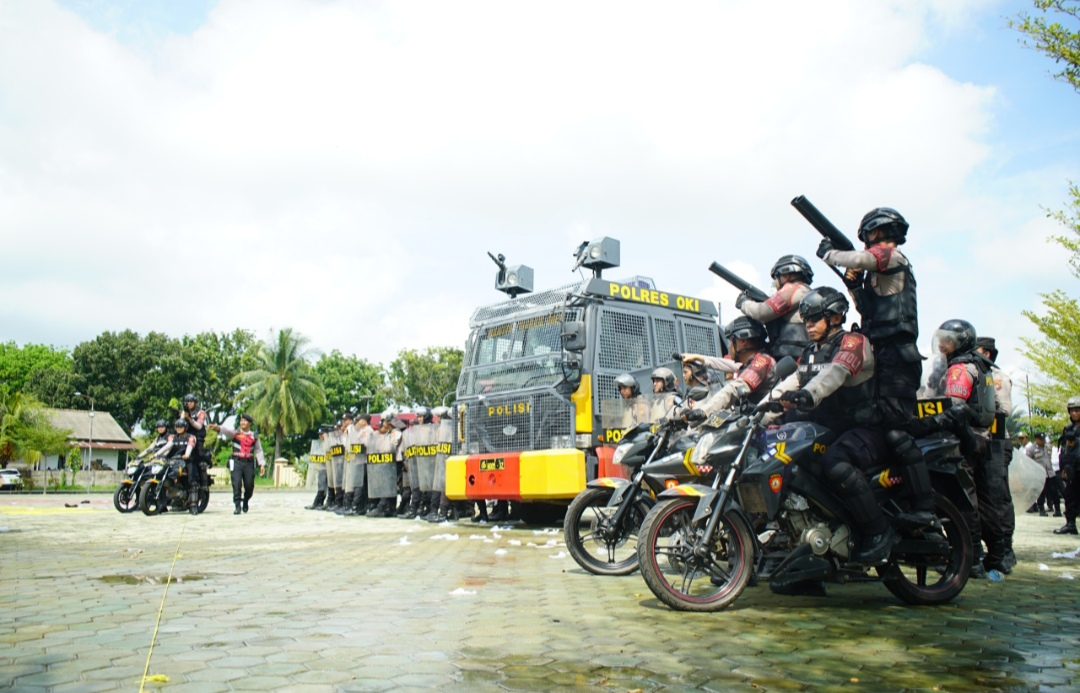 Simulasi Sispamkota Polres OKI, Kesiapan Hadapi Aksi Unjuk Rasa Secara Humanis