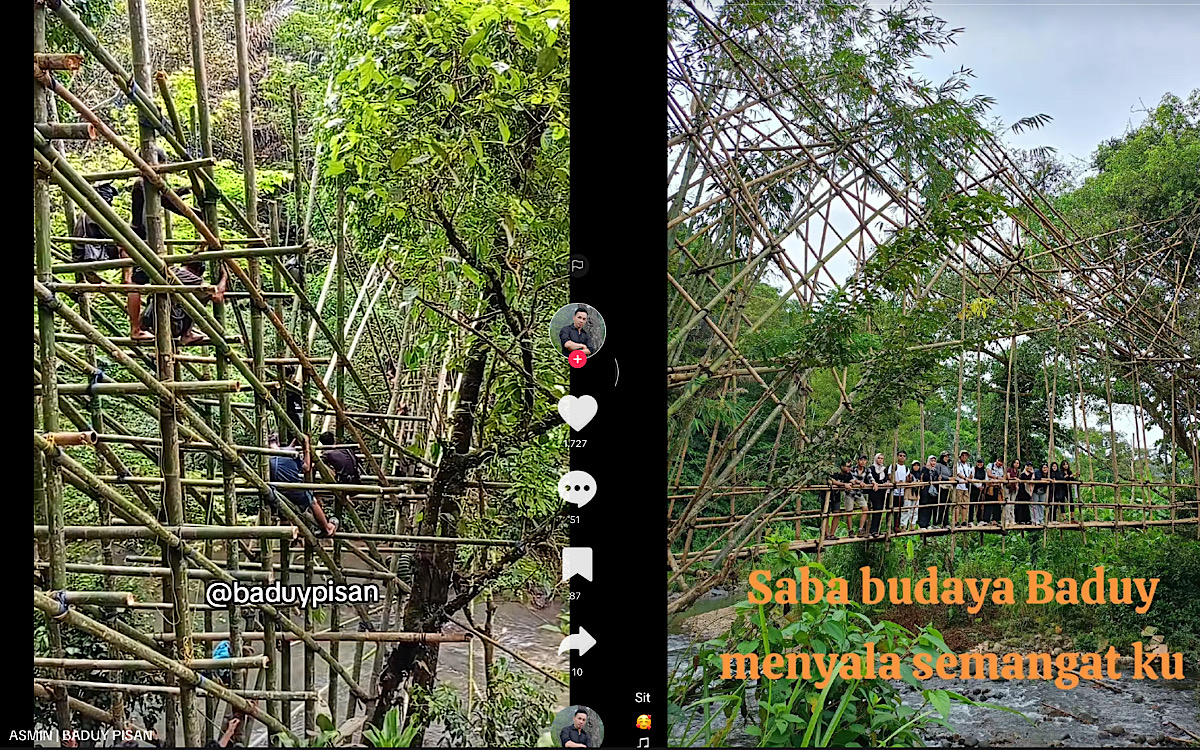 Amazing, Suku Baduy Bangun Jembatan Gantung Kokoh Hanya Dari Batang Bambu, 2 Hari Gotong Royong Tuntas! 