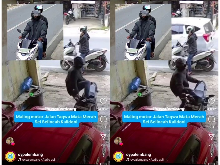 Aksi Pencurian Motor di Palembang Makin Menggila, Rekaman CCTV: Siang Hari Sekali Tendang Motor Raib