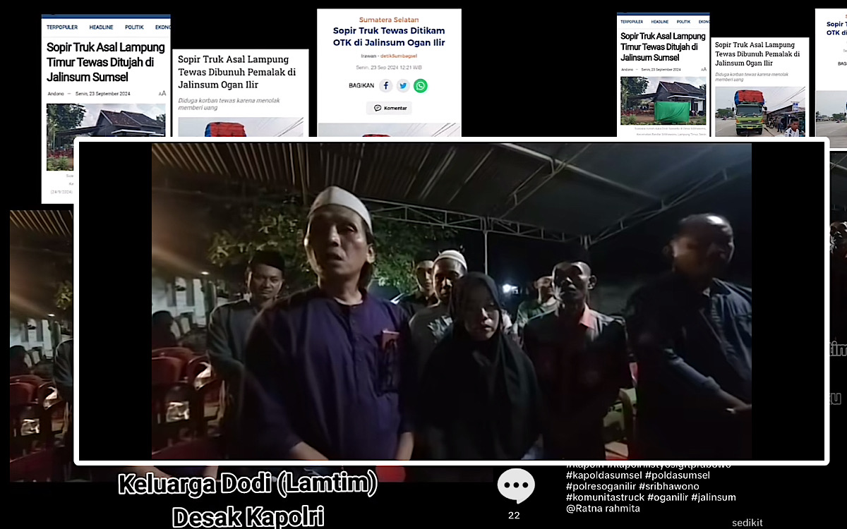 Beredar Video Keluarga Sopir Truk Tewas Ditujah di Ogan Ilir Minta Tolong Kapolri Agar Pelaku Cepat Ditangkap