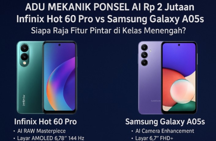Adu Mekanik Ponsel AI: Infinix Hot 60 Pro vs Samsung Galaxy A05s, Siapa Raja HP Pintar di Kelas 2 Jutaan?