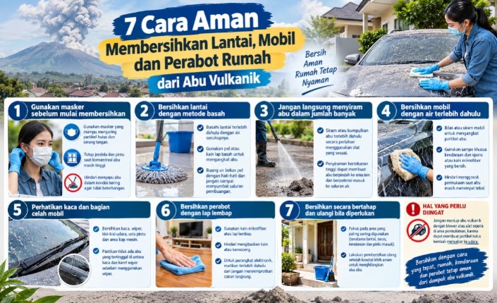 7 Cara Aman Membersihkan Lantai, Mobil dan Perabot Rumah dari Abu Vulkanik