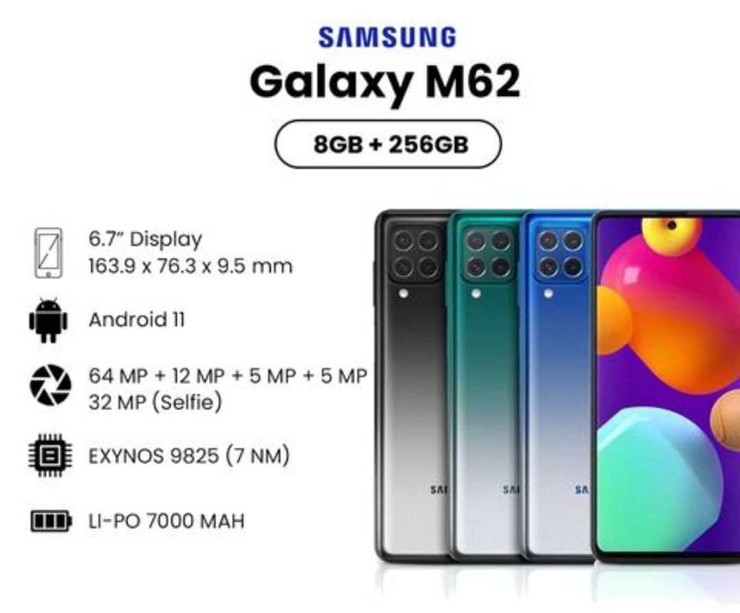 Samsung Galaxy M62 Hadir dengan Kapasitas RAM jumbo 8 GB Membuat Performanya Sangat Lancar