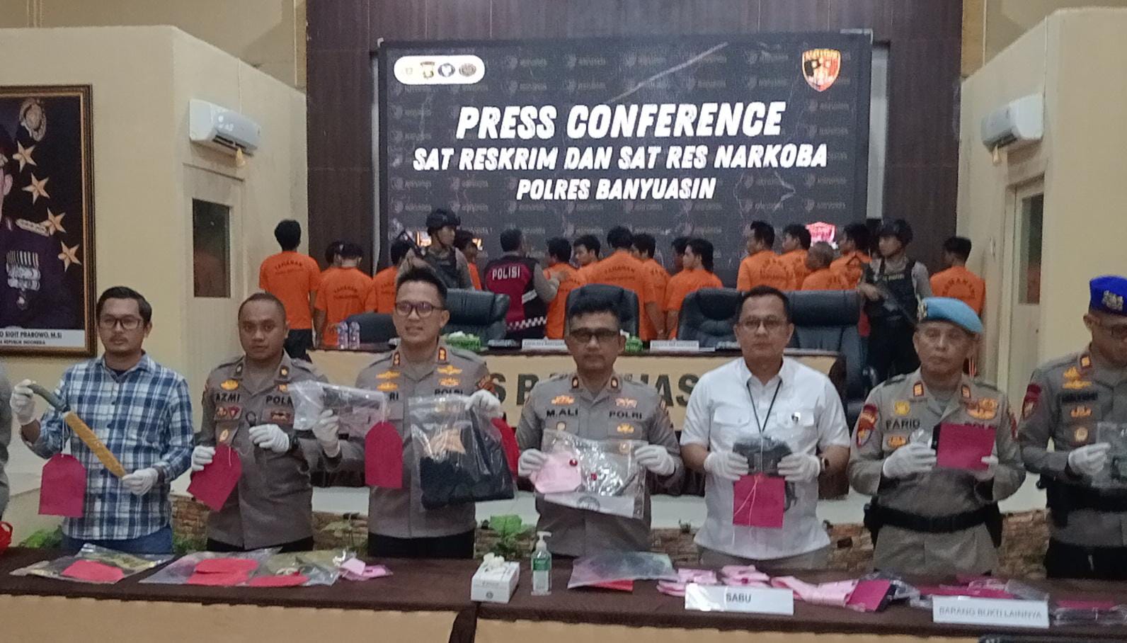 Sepanjang Juni 2025 Polres Banyuasin Ungkap 24 Kasus, Amankan 26 Pelaku