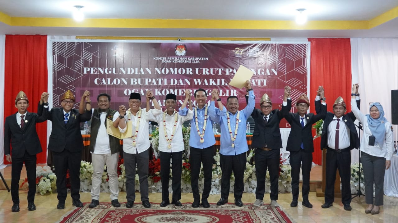 KPU OKI Tetapkan Nomor Urut Paslon Bupati dan Wakil Bupati 2024 