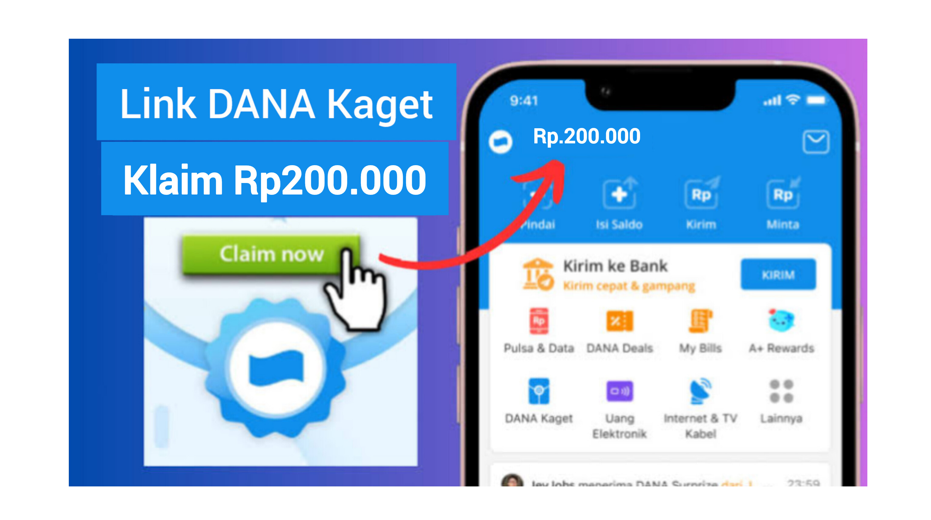 Rebutan Saldo Gratis Senilai Rp200.000 Langsung Klaim Lewat Fitur DANA Kaget!