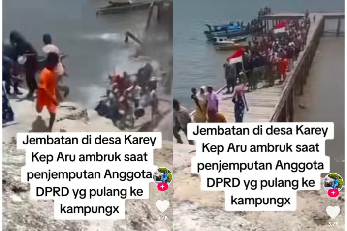 Detik-Detik Jembatan Dermaga di Kepulauan Aru Maluku Ambruk, Anggota DPRD Terluka Tertimpa Reruntuhan 