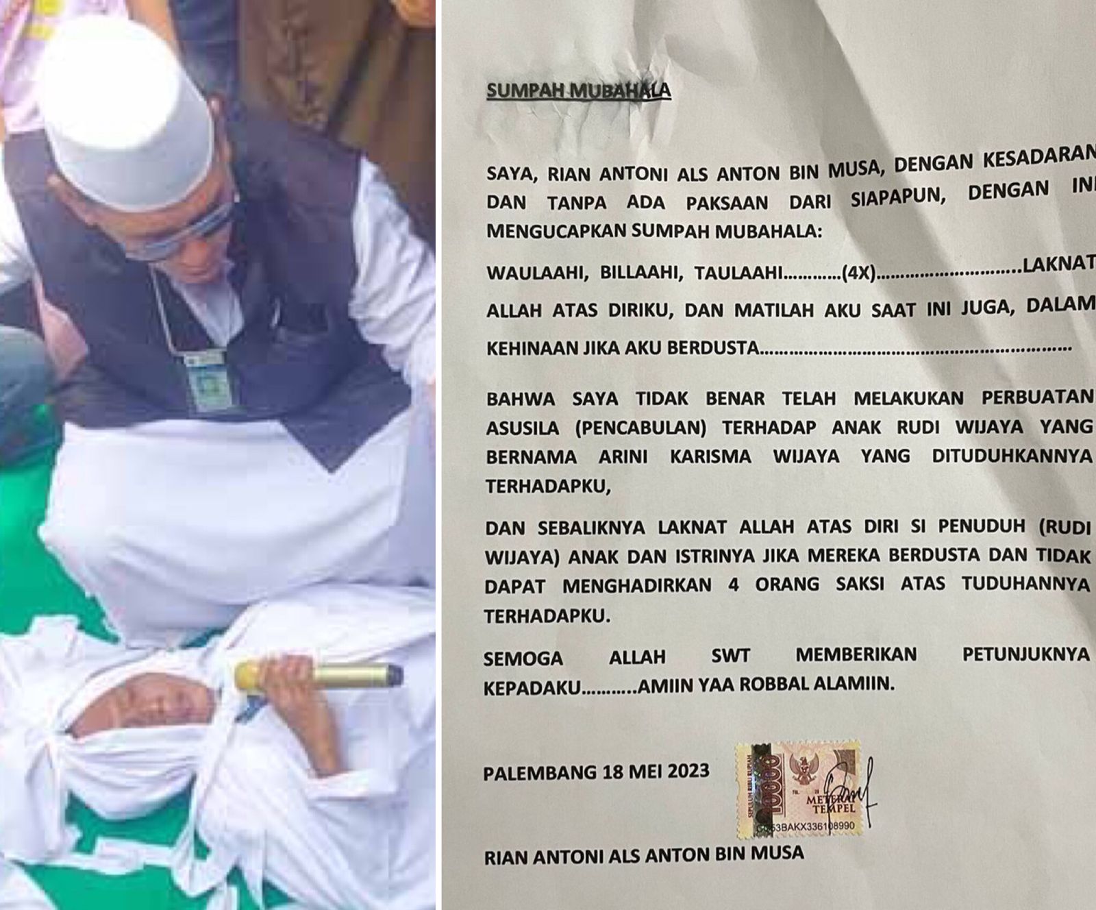 Begini Isi Sumpah Mubahala yang Dibacakan Pria di Palembang Saat Lakukan Sumpah Pocong di Depan Mushola