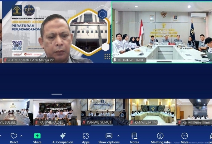 Perkuat Peran Mentor, Kanwil Kemenkum Babel Ikuti Rapat Pembekalan Program Magang
