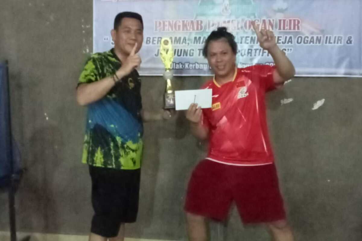 Haryadi Borong 2 Gelar Tenis Meja Pengkab PTMSI Ogan Ilir