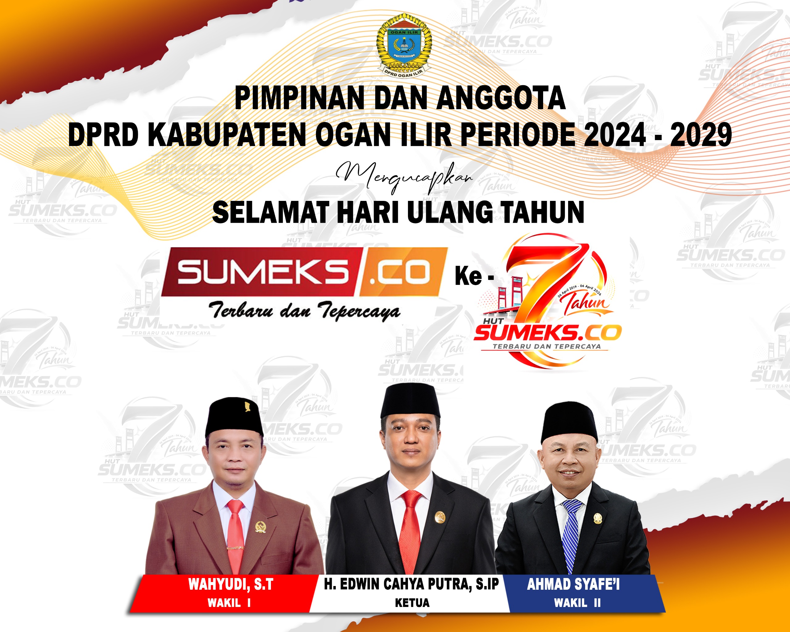 Pimpinan DPRD Kabupaten Ogan Ilir Mengucapkan Selamat HUT ke-7 SUMEKS.CO Tahun 2026