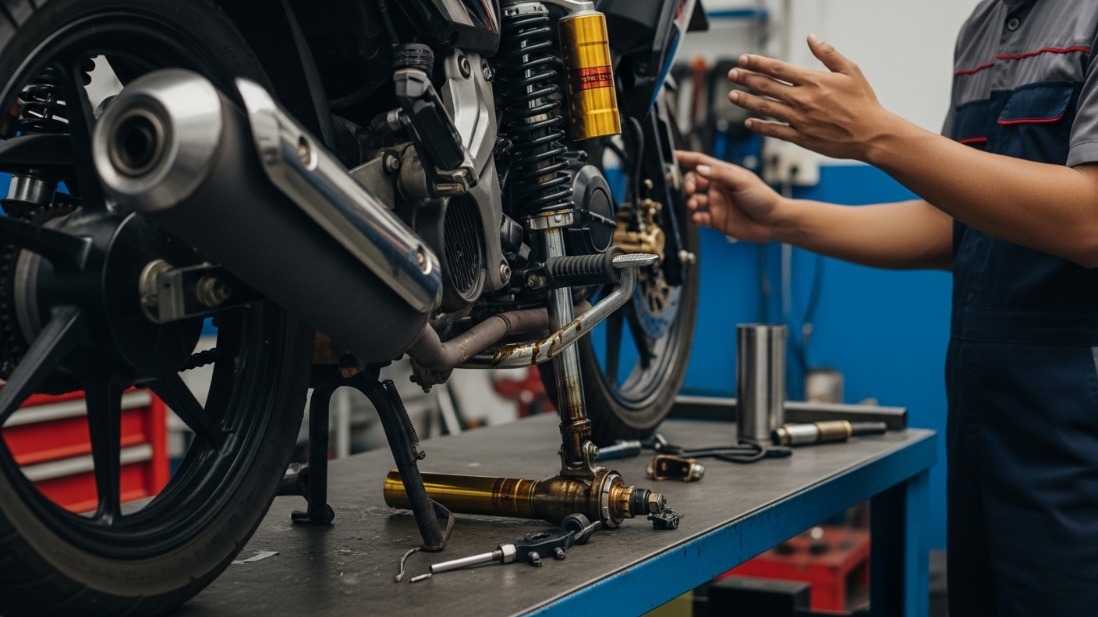 Jangan Tunggu Amblas, Ini Ciri Oli Shock Depan Motor Sudah Habis