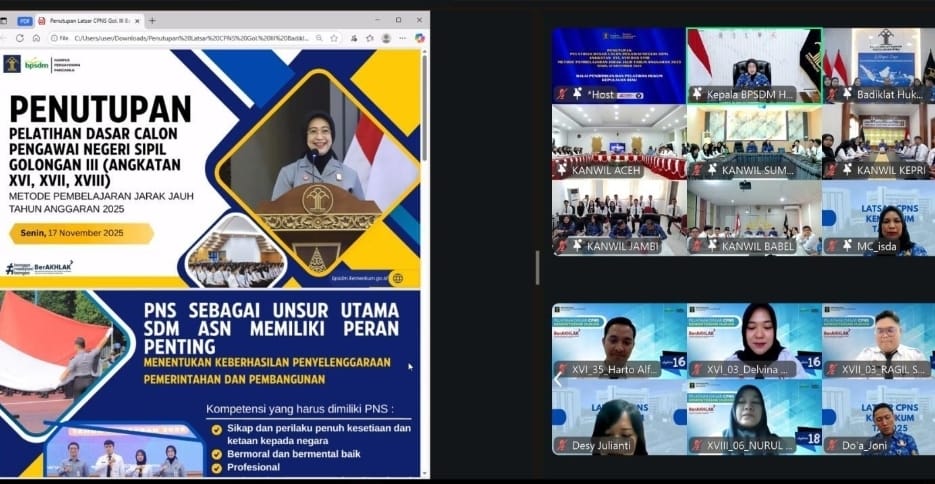 Penutupan Latsar CPNS 2025: Kemenkum Babel Tekankan Penguatan Nilai ASN