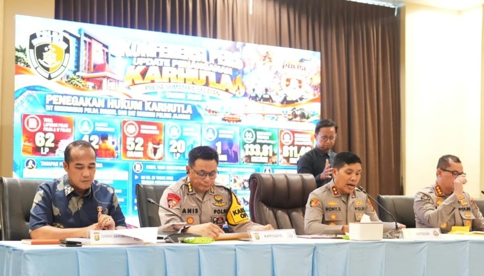  Polda Sumsel Tangani 62 Perkara Karhutla, 52 Orang Jadi Tersangka dan 811 Hektare Lahan Konsesi Disegel.
