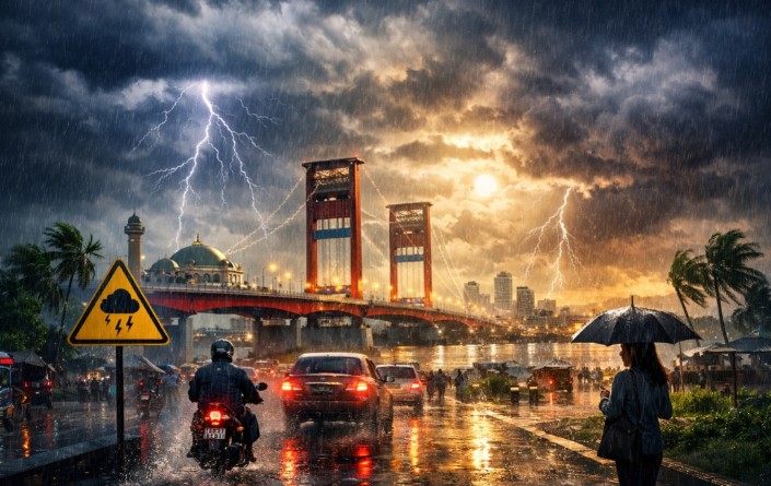 BMKG Ingatkan Potensi Hujan Ringan hingga Lebat di Palembang Hari Ini, Warga Diminta Waspada Cuaca Ekstrem