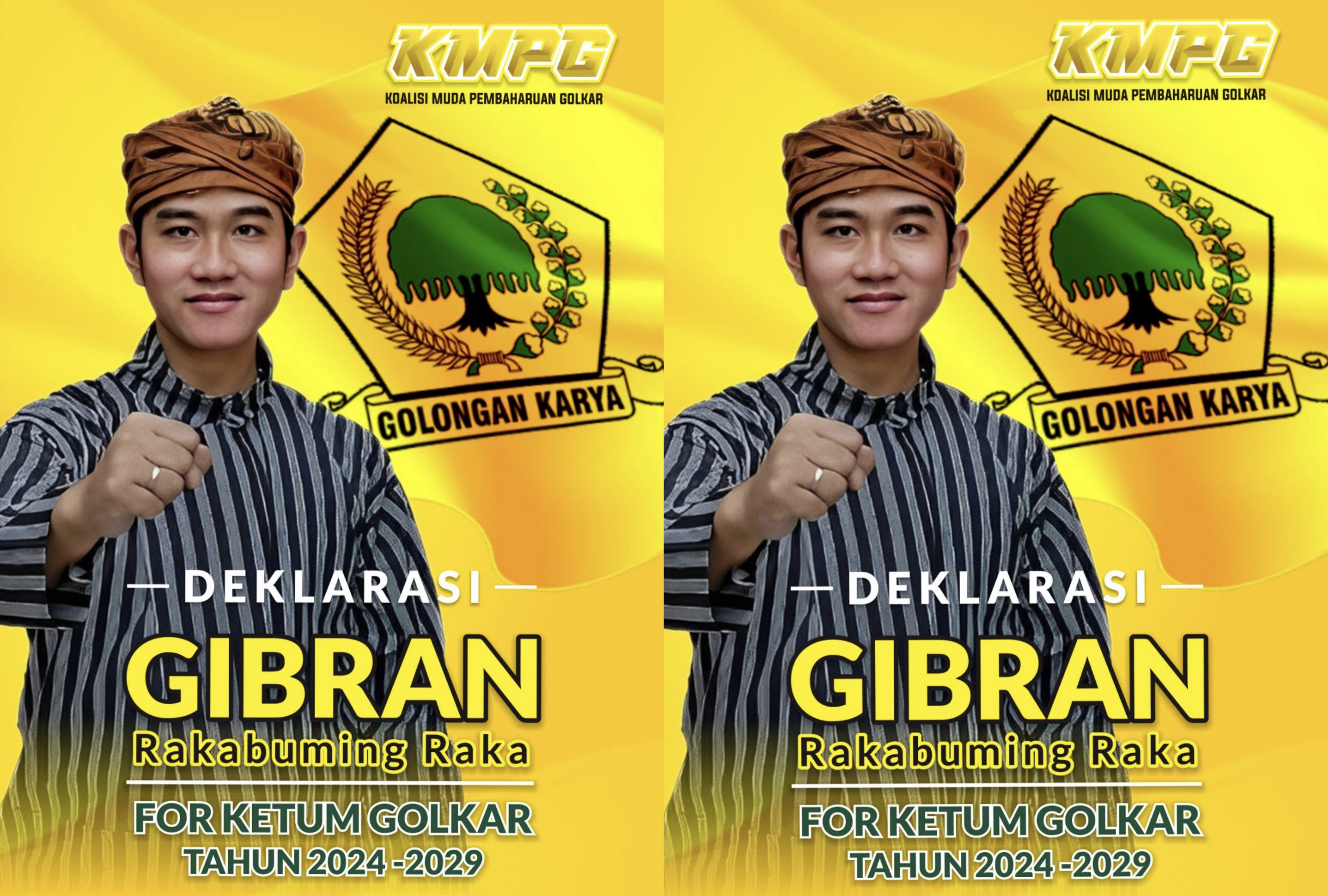 Airlangga Hartarto Mundur, Muncul Poster Gibran Rakabuming For Ketum Golkar Tahun 2024-2029