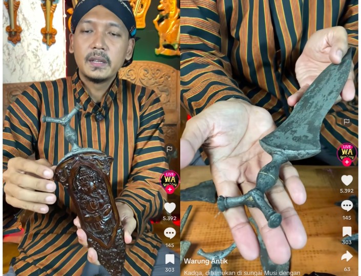 WOW, Kolektor Barang Antik Ini Simpan Pusaka Kadga dari Kerajaan Sriwijaya, Bentuknya Mirip Kunai Raksasa