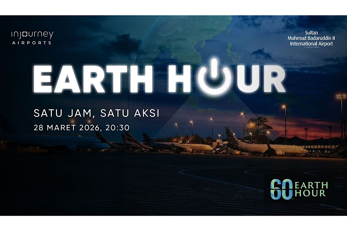 Bandara Internasional Sultan Mahmud Badaruddin II Dukung Gerakan Earth Hour 2026