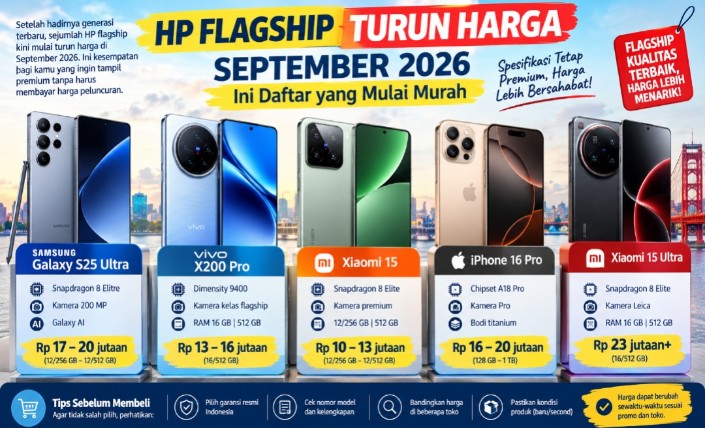 5 HP Flagship Turun Harga September 2026, Ini Daftar yang Mulai Murah