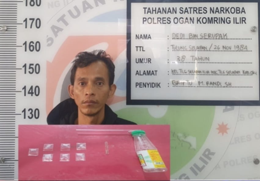 Warga Tulung Selapan Ilir OKI Ditangkap Jual Narkoba di Rumah, Polisi Amankan 7 Paket Sabu
