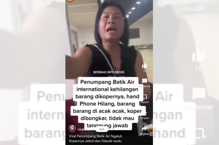 Viral! Penumpang Batik Air Ngamuk, Isi Koper Diacak-acak dan Handphone Lenyap