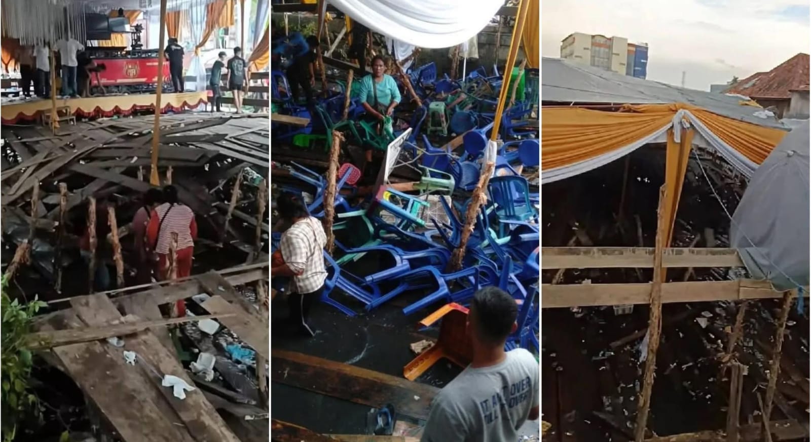 Gelar Pesta Syukuran Anak, Fdj Baru 3 Lagu Panggung Roboh Tamu Undangan di Palembang Heboh Masuk Sungai