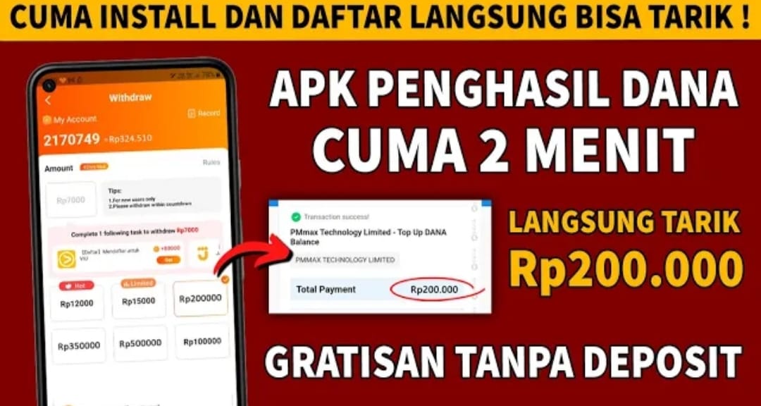 Penghasil Saldo DANA Tercepat 2023, Cuma 2 Menit Bisa Langsung Tarik Rp 200.000, Gratis Tanpa Deposit! 