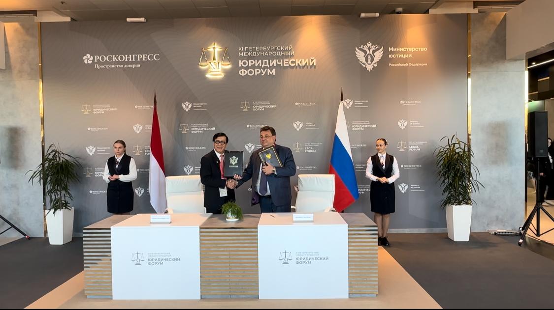 Indonesia dan Rusia Menandatangani MoU Kerjasama di Bidang Hukum