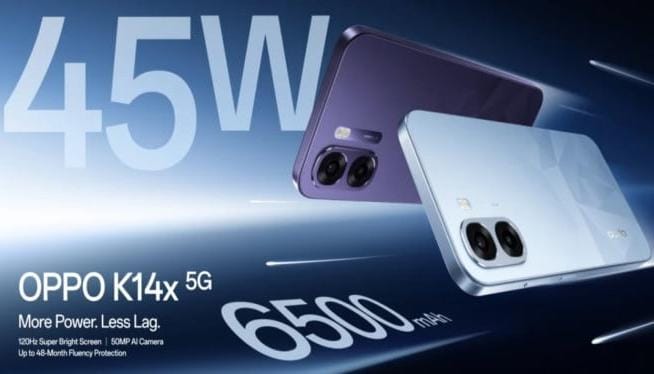 Oppo K14x 5G Usung Kapasitas Baterai Besar 6.500 mAh Dibalut Fitur Reserve Wired 