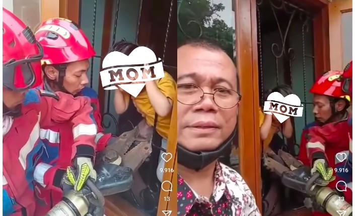 Video Detik-Detik Dramatis Damkar Evakuasi Kepala Anak Terjepit Teralis Jendela, Diganjar Apresiasi Warganet