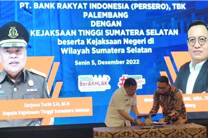 Kejati Sumsel-Regional Office BRI Palembang Tandatangani Nota Kesepahaman