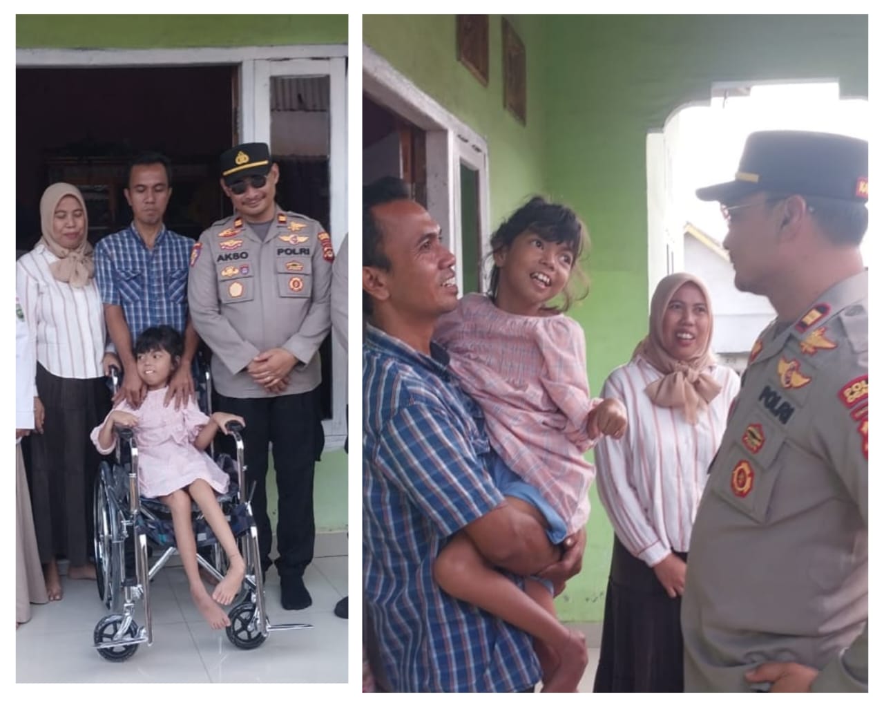 Bocah Penyandang Disabilitas di Tanjung Batu, Semringah Usai Terima Bantuan Kursi Roda dari Kapolres Ogan Ilir
