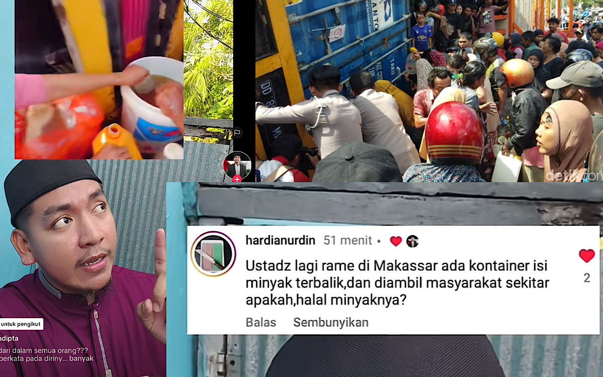 Ustaz, Minyak di Kontainer Tumpah di Makasar Diambil Warga Beramai-ramai, Bagaimana Hukumnya?