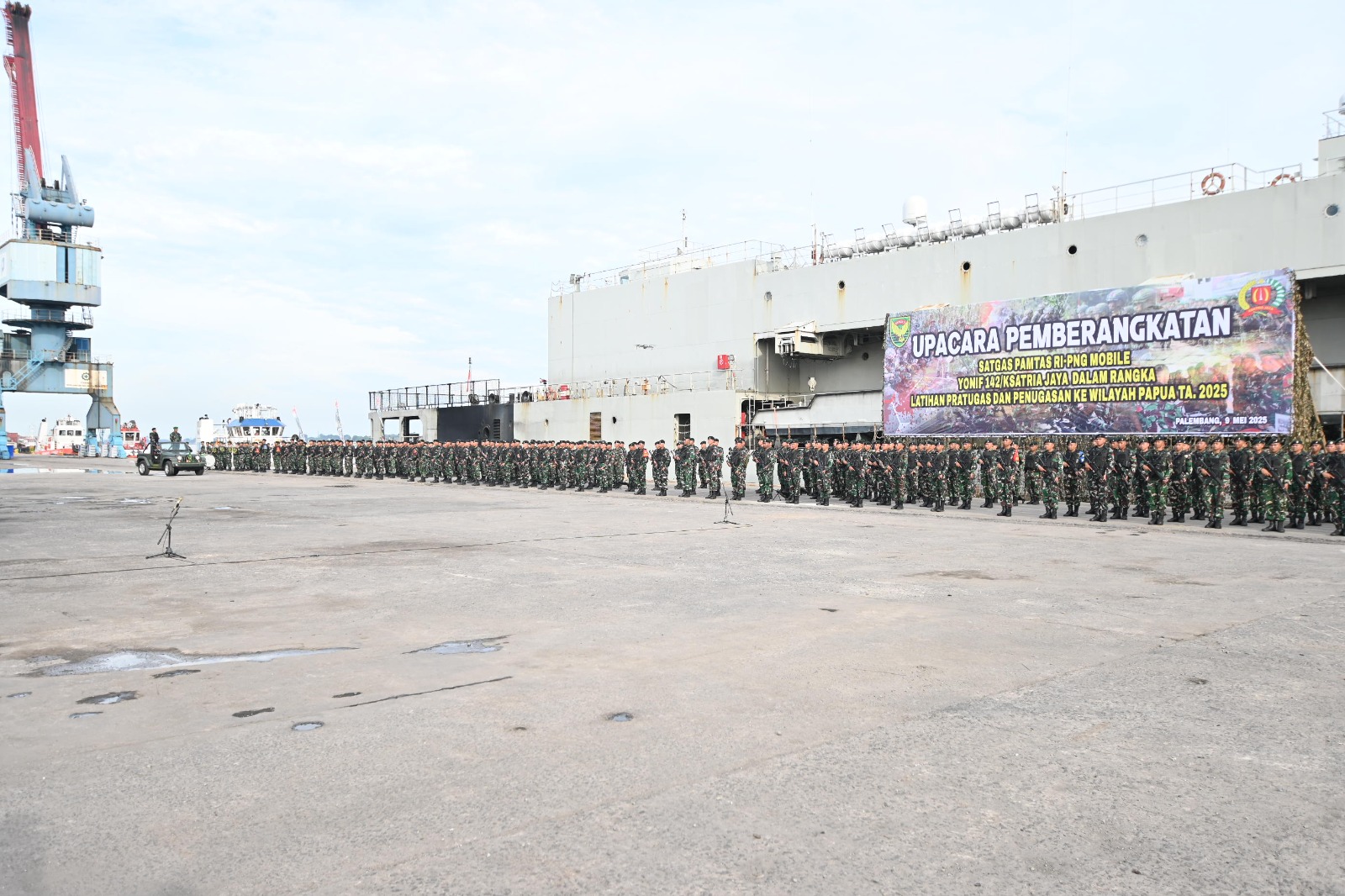 450 Prajurit Diberangkatkan dari Pelindo Regional 2 Palembang untuk Amankan Perbatasan RI–PNG